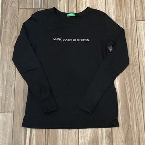 United Colors Of Benetton Black Long Sleeve Logo tee Shirt